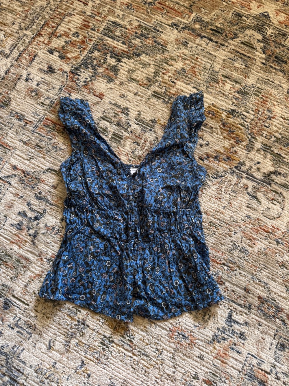 Old Navy Blue Floral V-Neck Camisole
